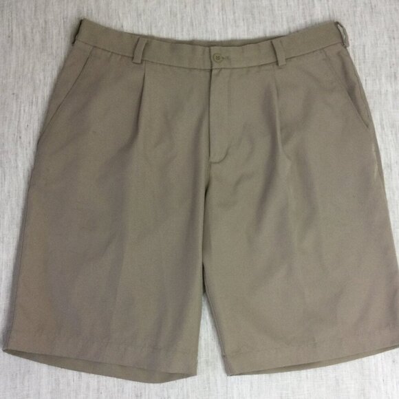 Nike‎ Bermuda Shorts Mens Size 34 Tan Solid Stretch Golf Tour Performance - Picture 1 of 7